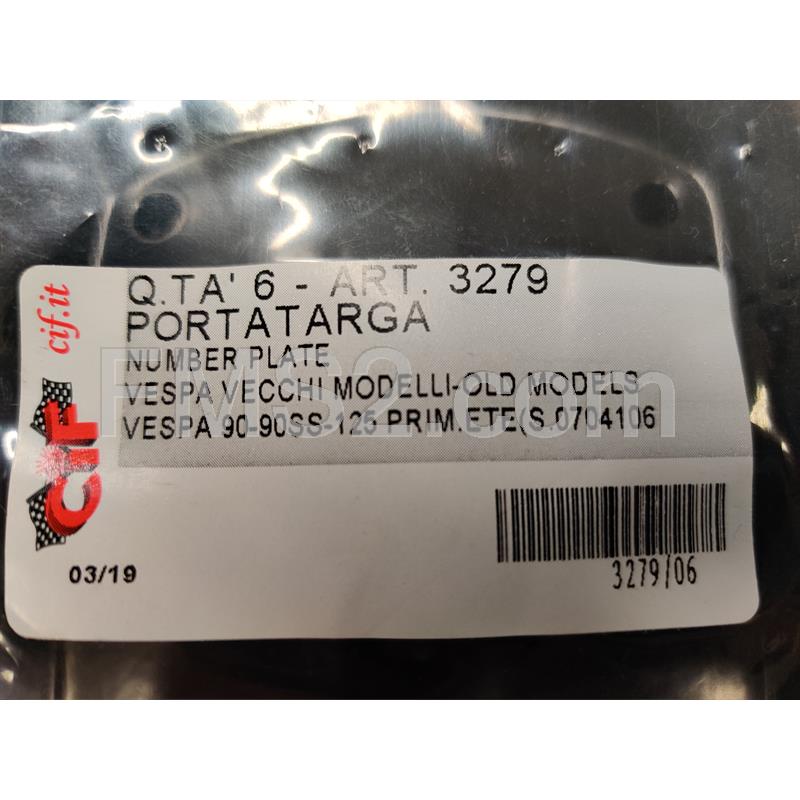 Porta targa rialzato in metallo grezzo per Piaggio vespa 125 primavera e 125 et3 e targa in plastica (CIF), ricambio 3279