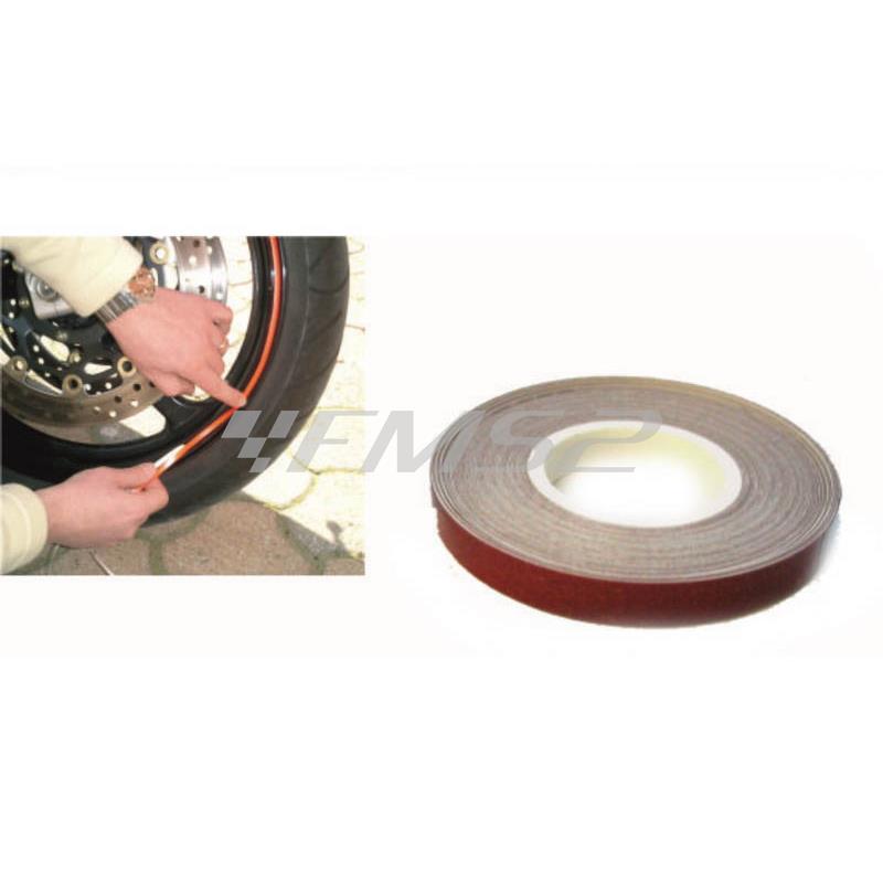 Rotolo adesivo wheel stripe rinfrangente colore rosso senza applicatore per cerchi ruota moto e scooter (CIF), ricambio 3401