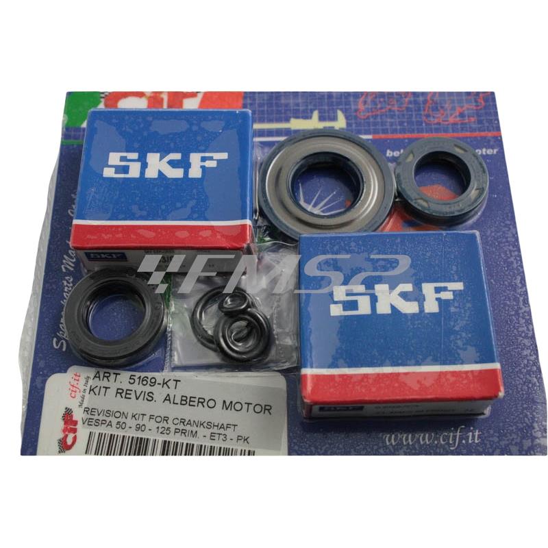 Kit revisione albero motore cif per Piaggio Vespa 50-90-125 Primavera - 125 ET3- 50 PK - 125 PK - con cono da 19mm 20mm, ricambio 5169-KT