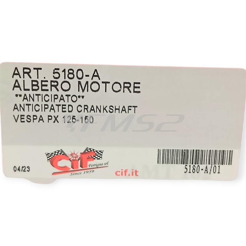 Albero motore anticipato per Vespa 125 PX (CIF), ricambio 5180-A