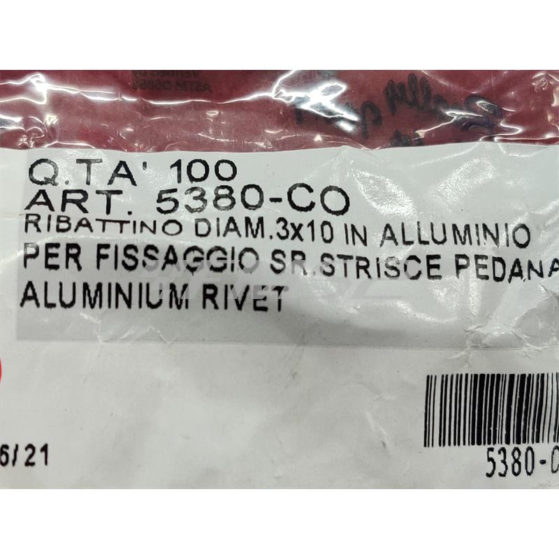 Ribattino in alluminio diametro 3x10 per fissaggi (CIF), ricambio 5380-CO