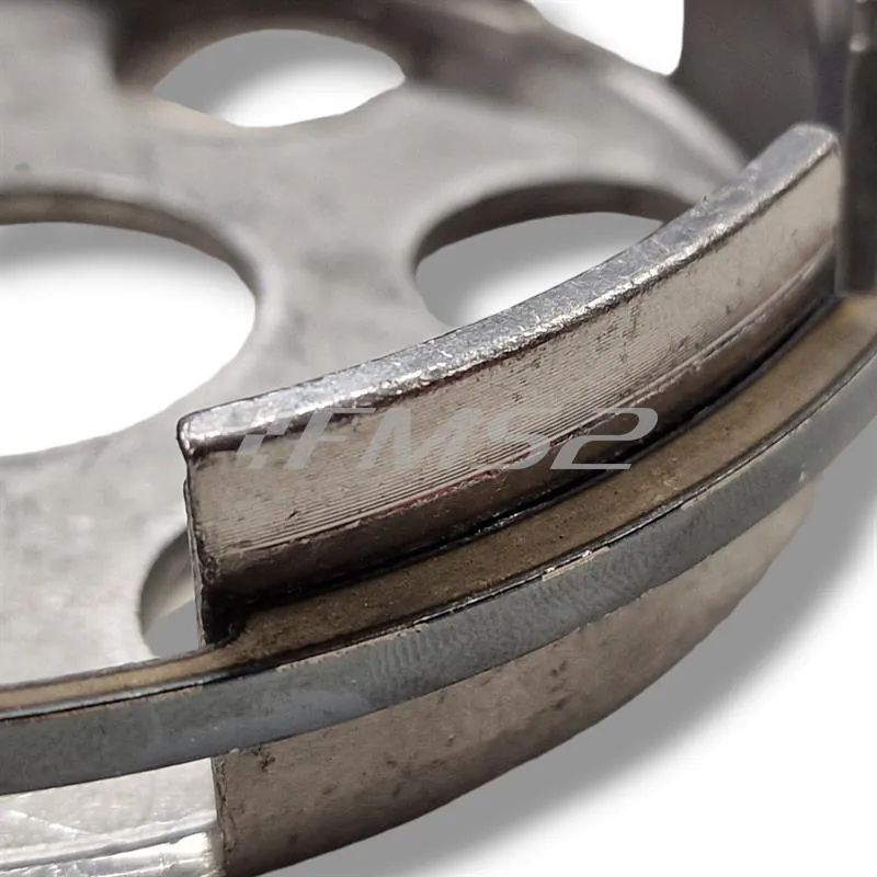 Campana frizione FMS2 rinforzata con anello in acciaio saldato al laser specifica per Piaggio  Vespa PX 125 e 150 cc, e motori old model, ricambio 5600-RINF