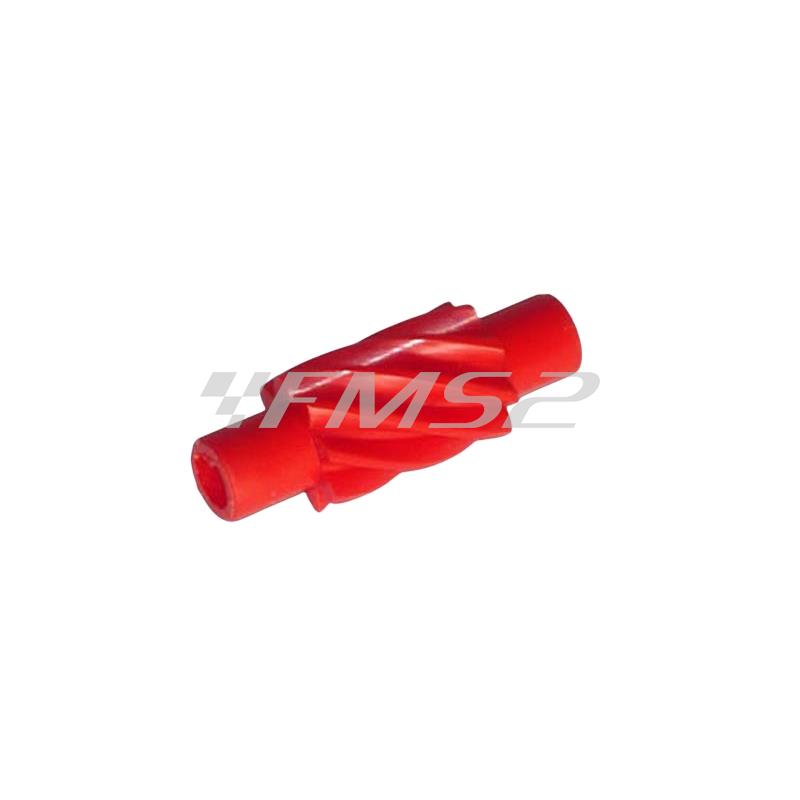 Pignoncino contachilometri in plastica di colore rosso a 8 principi per Piaggio Vespa 50, 90, 125 Primavera, 125 et3 (CIF), ricambio 5672