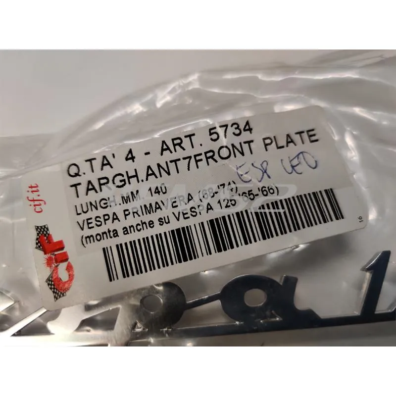 5734 Targhetta Vespa 125 traforata per scudo anteriore Primavera (CIF)