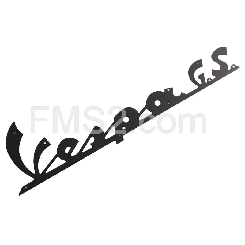 Targhetta Vespa gs  alluminio nera per scudo ant (CIF), ricambio 5743-L