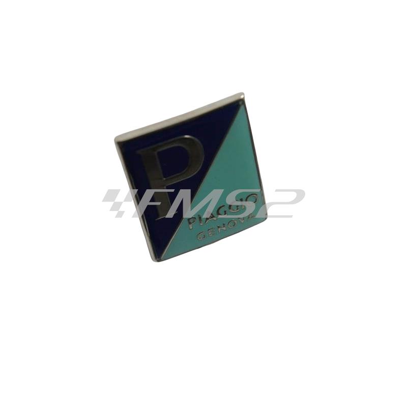 Stemma scudetto Piaggio Genova in metallo per scudo anteriore Vespa 98 e Vespa 125 dal 1948 al 1954 (CIF), ricambio 5746-MG