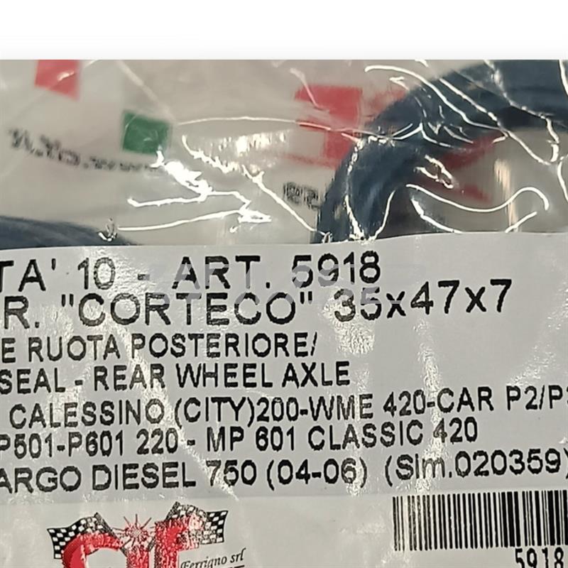 Paraolio 35x47x7 asse ruota posteriore a (CIF), ricambio 5918