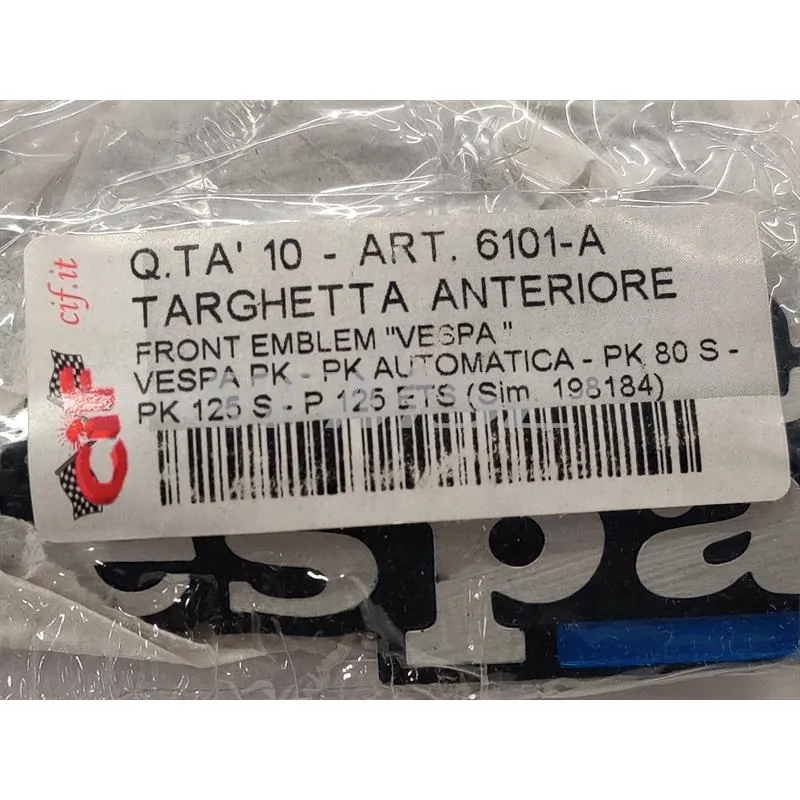 6101-A Targhetta Vespa per scudo anteriore PK (CIF)