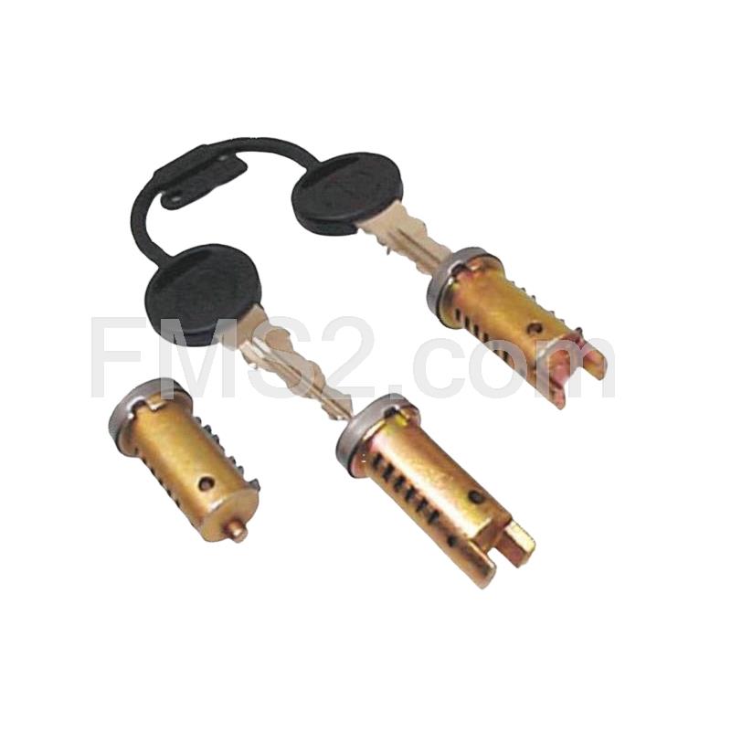 Serie 3 cilindretti+2 chiavi per Piaggio zip (CIF), ricambio 6217