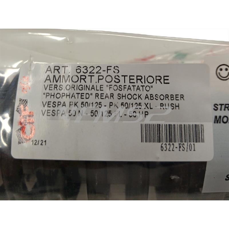 Ammortizzatore posteriore completo fosfatato per vespa pk 50-125 xl, ricambio 6322-FS