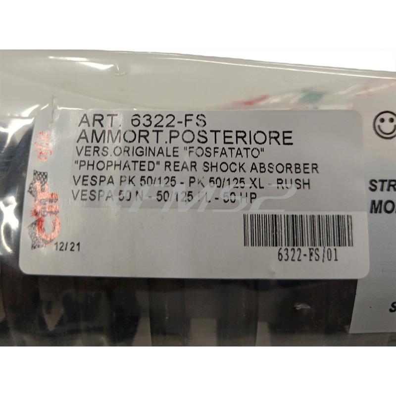 Ammortizzatore posteriore completo fosfatato per vespa pk 50-125 xl, ricambio 6322-FS