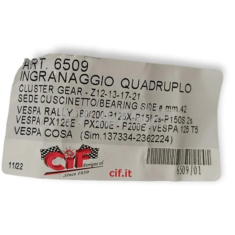 Ingranaggio quadruplo - z12-13-17-21 - s, ricambio 6509