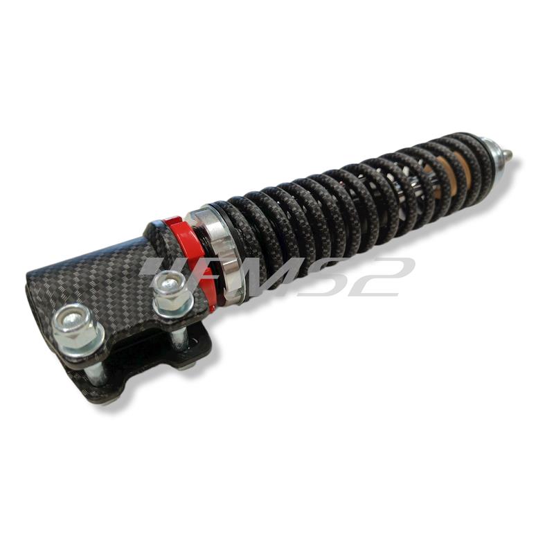 Ammortizzatore anteriore Carbone HI-TECH serie carbon look sport regolabile nel precarico molla e versione limited edition per maxi scooter Piaggio Vespa GT, GTV, GTS, Super Sport 125, 200, 250 e 300 cc, ricambio 6790-KT