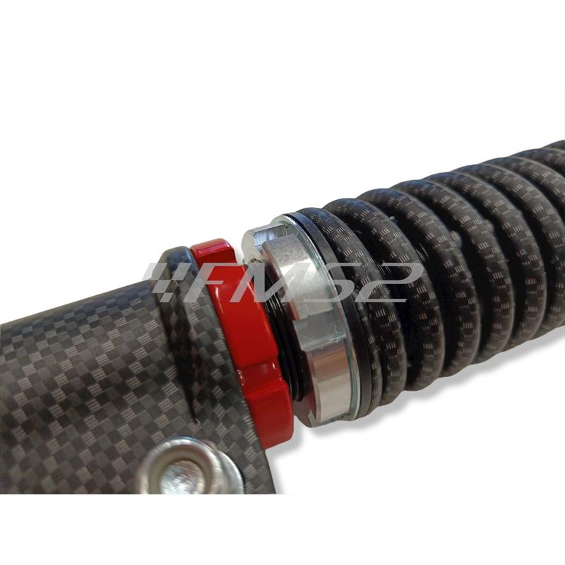 Ammortizzatore anteriore Carbone HI-TECH serie carbon look sport regolabile nel precarico molla e versione limited edition per maxi scooter Piaggio Vespa GT, GTV, GTS, Super Sport 125, 200, 250 e 300 cc, ricambio 6790-KT