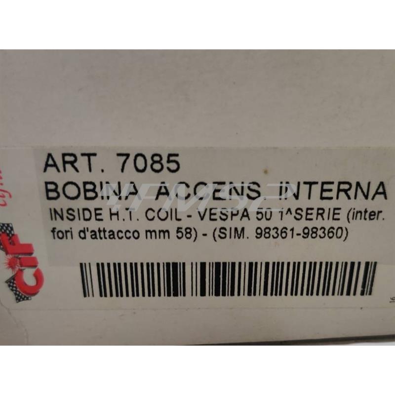 Bobina accensione alta tensione versione interna per Piaggio vespa 50 cc prima serie, ricambio 7085