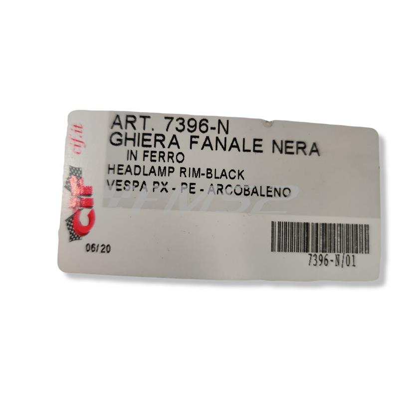 Ghiera fanale in ferro nera per fanale anteriore, ricambio 7396-N