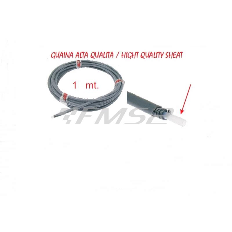 Guaina grigia di alta qualità con spirale interna in acciaio piatto e tubetto interno phed-teflon per facilitare e migliorare lo scorrimento venduta al metro, ricambio 8721-G