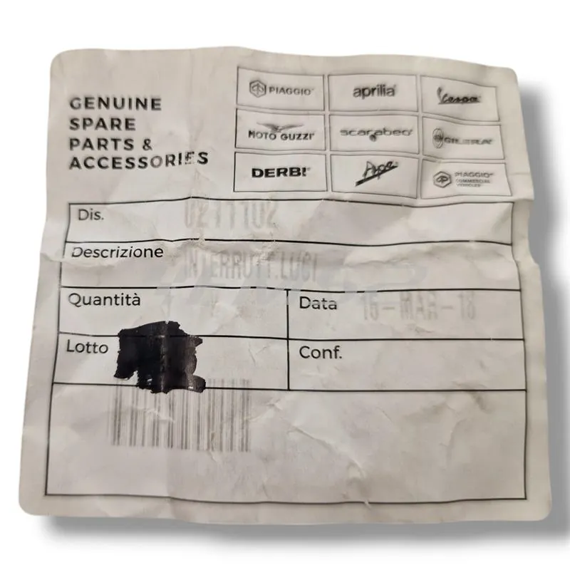 9110 Commutatore devio luci CIF originale per Piaggio Vespa 125 VM2T e VN1T e VN2T prodotte dal 1954 fino al 1957 e Vespa 150 fino al telaio 51010 prodotte dal 1955 fino al 1956