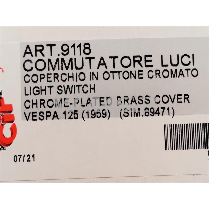 Commutatore devio luci fanale con coperchio in ottone cromato Grabor Cif per Piaggio Vespa old model 125 e 150 prodotte dal 1959 in poi, ricambio 9118