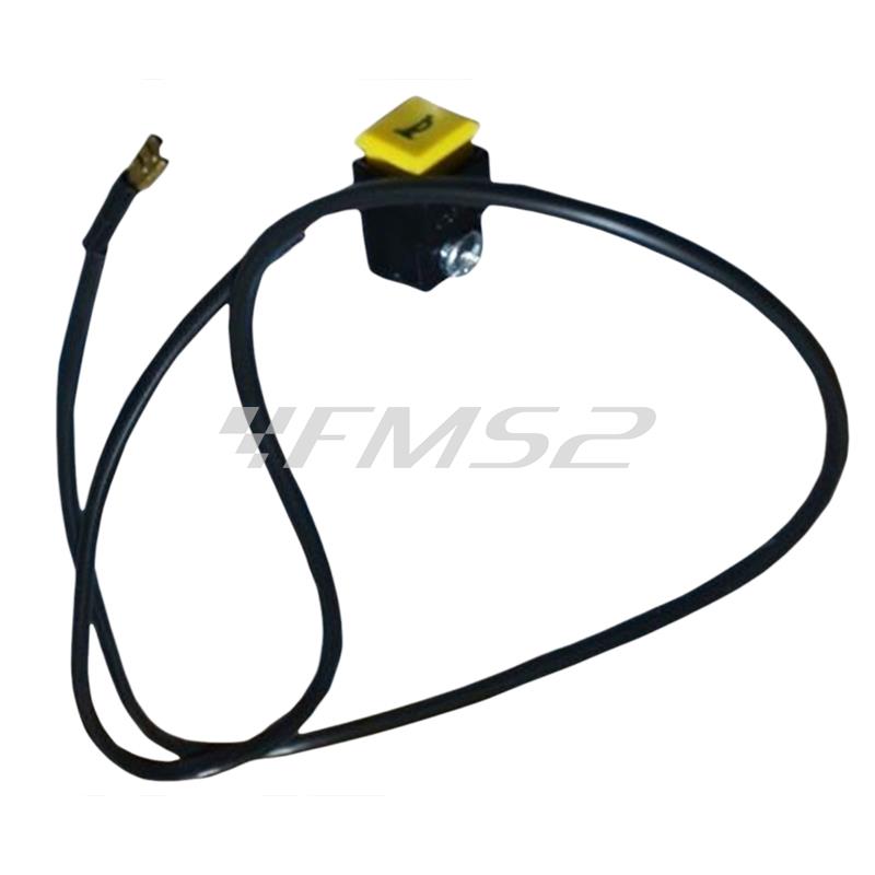 Pulsante clacson giallo completo di filo lungo per ciclomotori Piaggio Ciao, Si, Boxer, Bravo, (CIF), ricambio 9245-FG