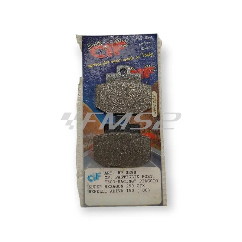 BP0298 pastiglie  freno CIF (pasticche), posteriori per Benelli adiva 1502000 Piaggio