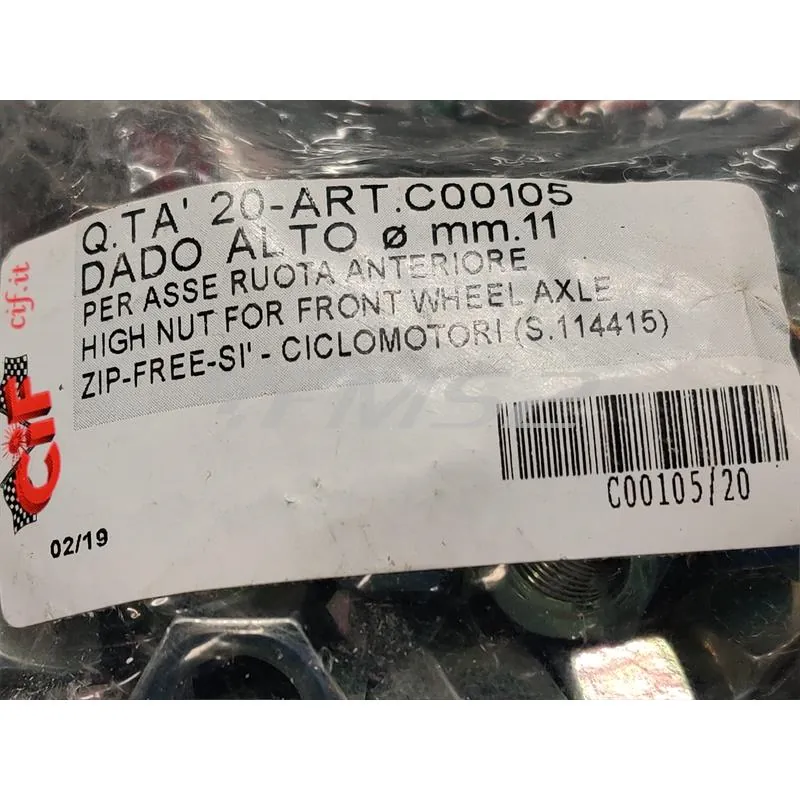 C00105 Dado alto per asse ruota ciclomotore -Piaggio (CIF)