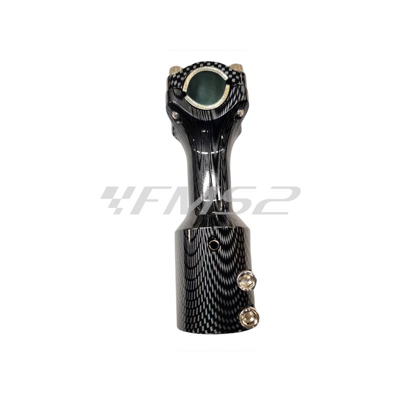 Supporto manubrio One colore carbon look in alluminio per manubri naked con fissaggio a 4 viti per scooter MBK Booster spirit versione bassa, ricambio 77303326C