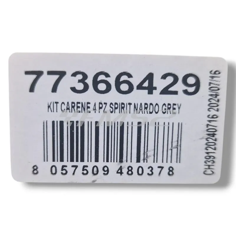 Kit carene 4 pezzi One Italia di colore grigio Nardò per scooter MBK Booster spirit e Yamaha original Bw's prodotti fino al 2003, ricambio 77366429