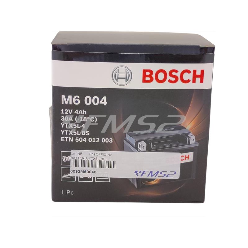 Batteria Bosch YTX5L-BS 12 Volt - 4 Ah, con acido a corredo, ricambio 0092M60040