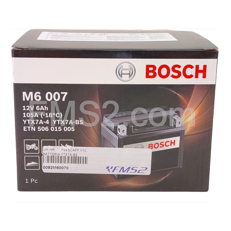 Batteria BOSCH  YTX7A-BS, 12 Volt - 6 Ah, tipo MF sigillata con acido a corredo, ricambio 0092M60070
