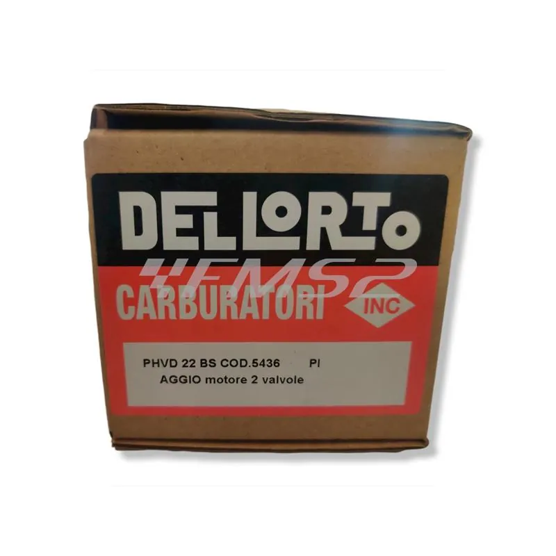 Carburatore Dell'orto serie PHBG19 AD con taratura standard, attacco femmina e viti regolazione sul lato destro per applicazioni varie su ciclomotori con collettore in alluminio, ricambio 02513