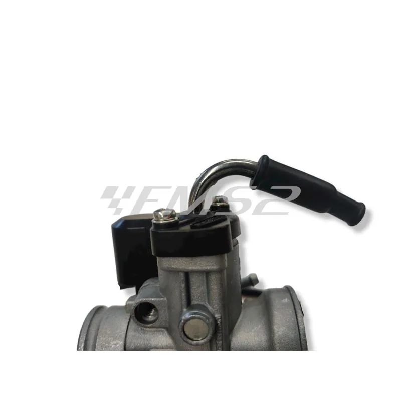 Carburatore Dell'orto serie PHBG19 AD con taratura standard, attacco femmina e viti regolazione sul lato destro per applicazioni varie su ciclomotori con collettore in alluminio, ricambio 02513