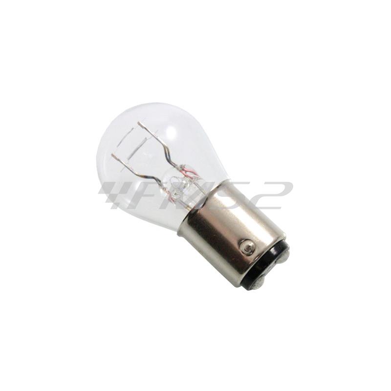 Lampadina Bosch 12 Volt 21/5 Watt attacco BAY15D con doppio filamento per fanale e stop posteriore e vetro trasparente, ricambio 1987302202