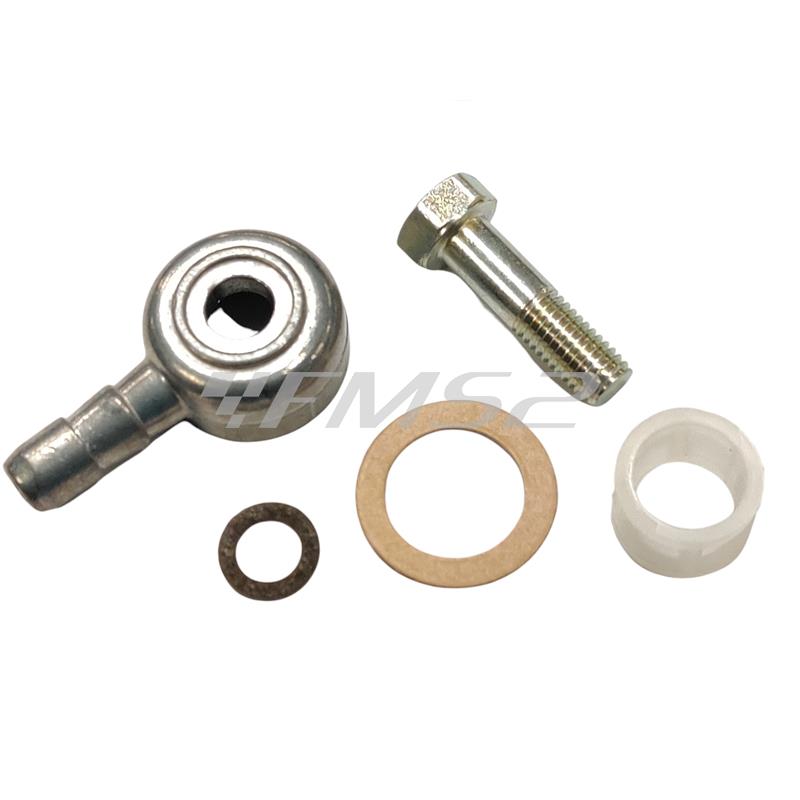 Kit pipetta dritta piana con filtro guarnizioni e vite fissaggio originali dell'orto per carburatore SHA 12-10, 12-12 e 13-13 per ciclomotori Piaggio Ciao, ricambio 530420078