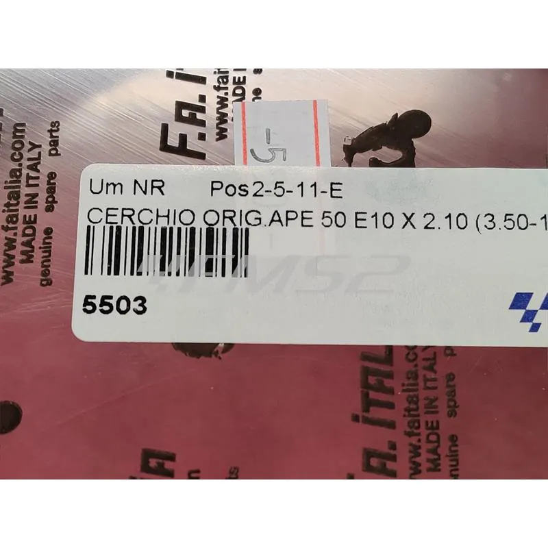 Cerchio orig.ape 50 e10 x 2.10 (3.50-10), ricambio 5503