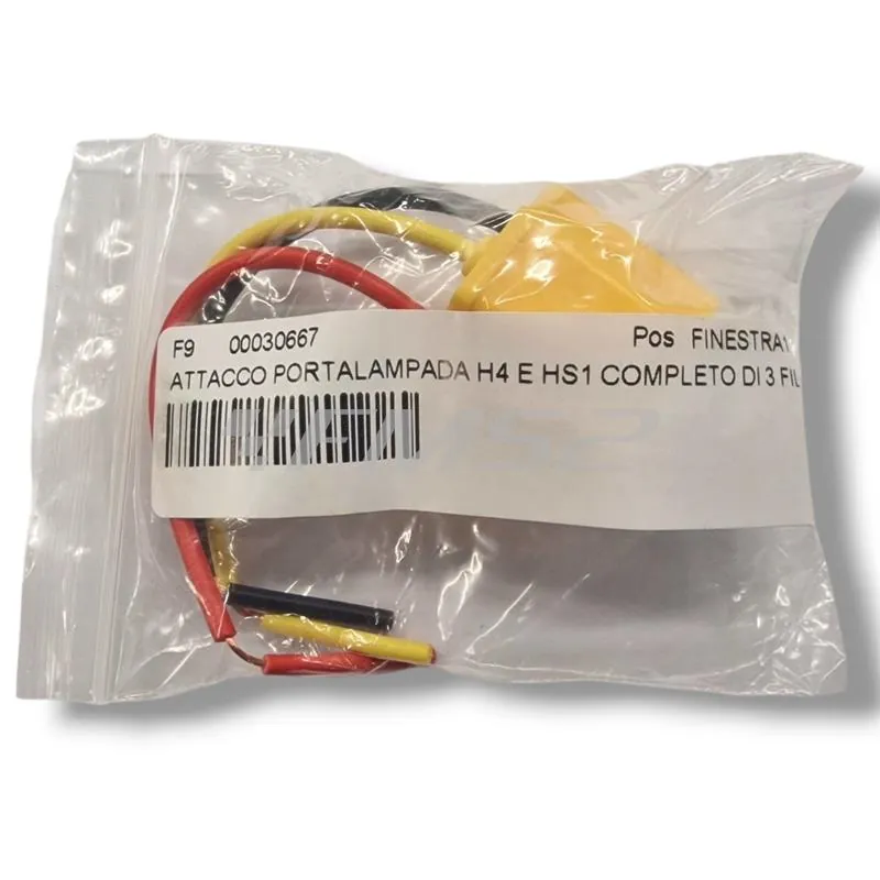Attacco portalampada h4 e hs1 completo di 3 fili per utilizzo su maschere v-face e altri modelli, ricambio 00030667