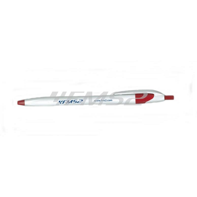 Penna a sfera in plastica con logo fms2 colore bianca-rossa, ricambio 99PENNAFMS2ROSS