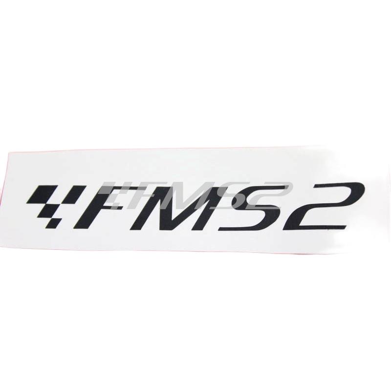 Adesivo prespaziato logo fms2 con dimensione 10x1.8 di colore nero lucido, ricambio ADE001NERO