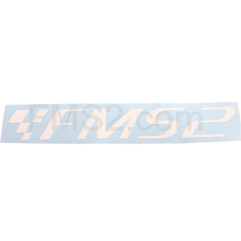 Adesivo prespaziato logo fms2 con dimensioni 20x3 e colore bianco lucido, ricambio ADE002BIANCO