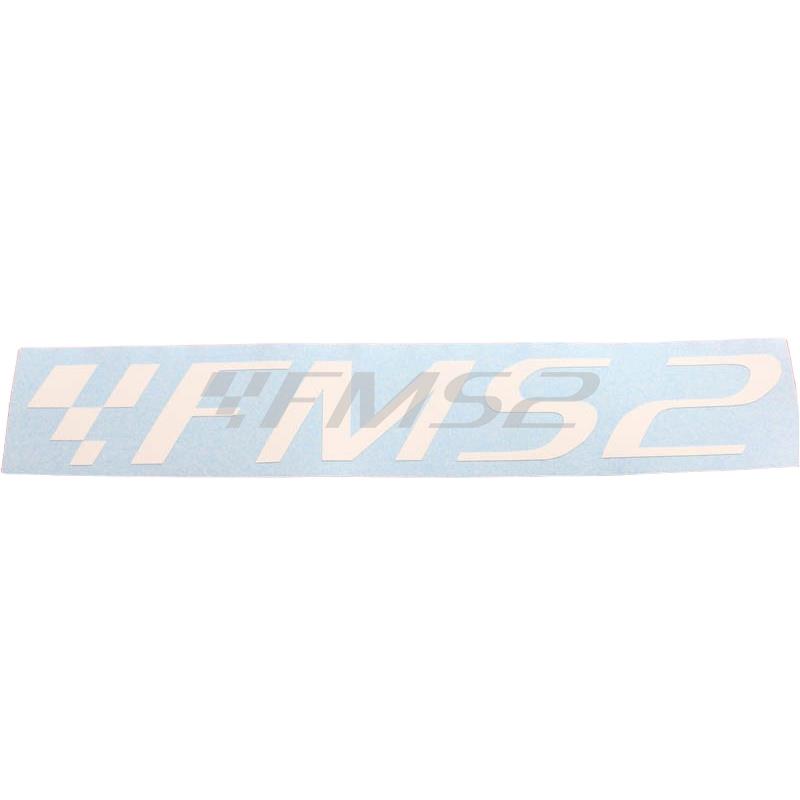 Adesivo prespaziato logo fms2 con dimensioni 20x3 e colore bianco lucido, ricambio ADE002BIANCO