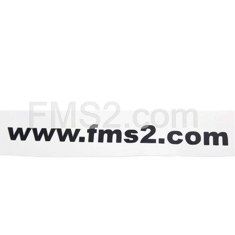 Adesivo prespaziato logo wwwfms2  con dimensioni 10x1.8 e colore nero lucido, ricambio ADE003NERO