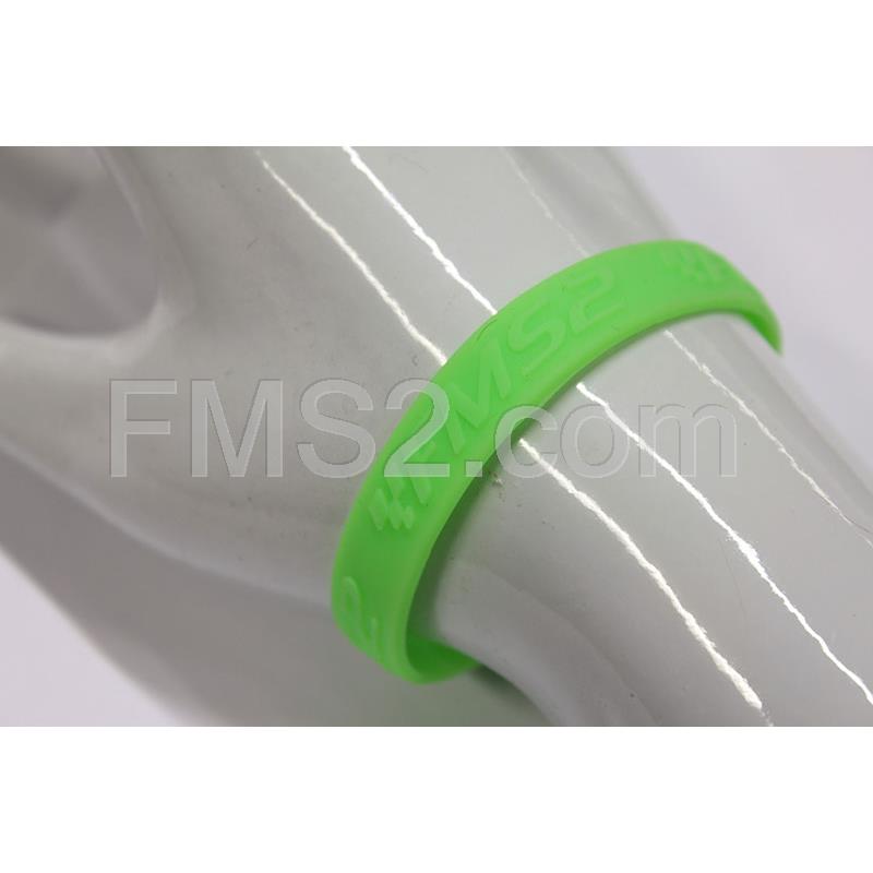 Braccialetto in silicone di colore verde fluo con logo FMS2 in rilievo, ricambio BRACCIALEVERDEF