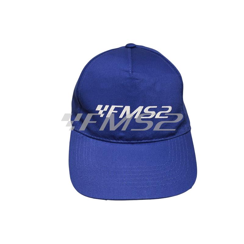 Cappellino modello battage golf in cotone di colore blu con logo FMS2 stampato bianco, ricambio CAP001BLU