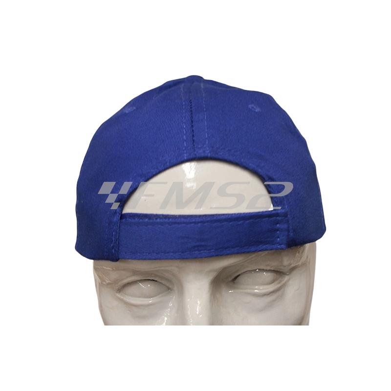 Cappellino modello battage golf in cotone di colore blu con logo FMS2 stampato bianco, ricambio CAP001BLU