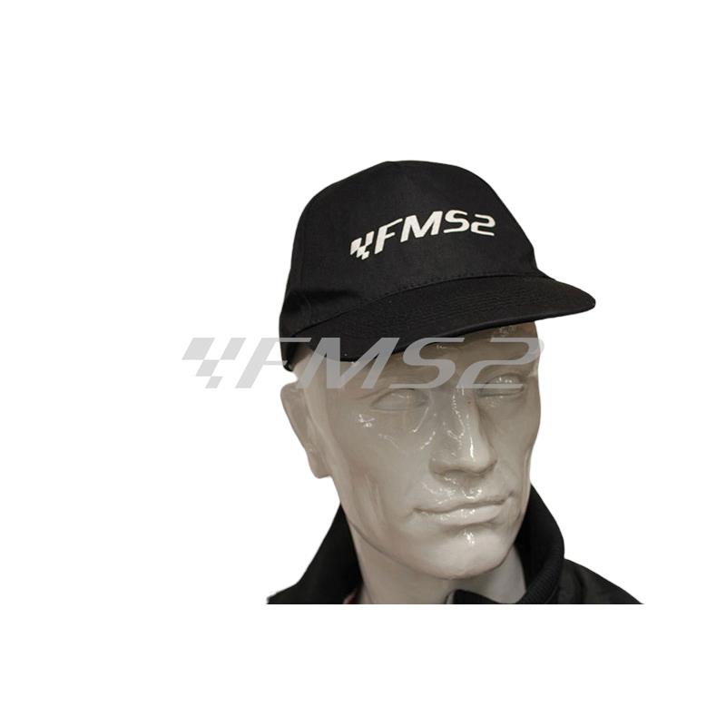 Cappellino modello battage golf in cotone di colore nero con logo FMS2 stampato bianco, ricambio CAP001NERO