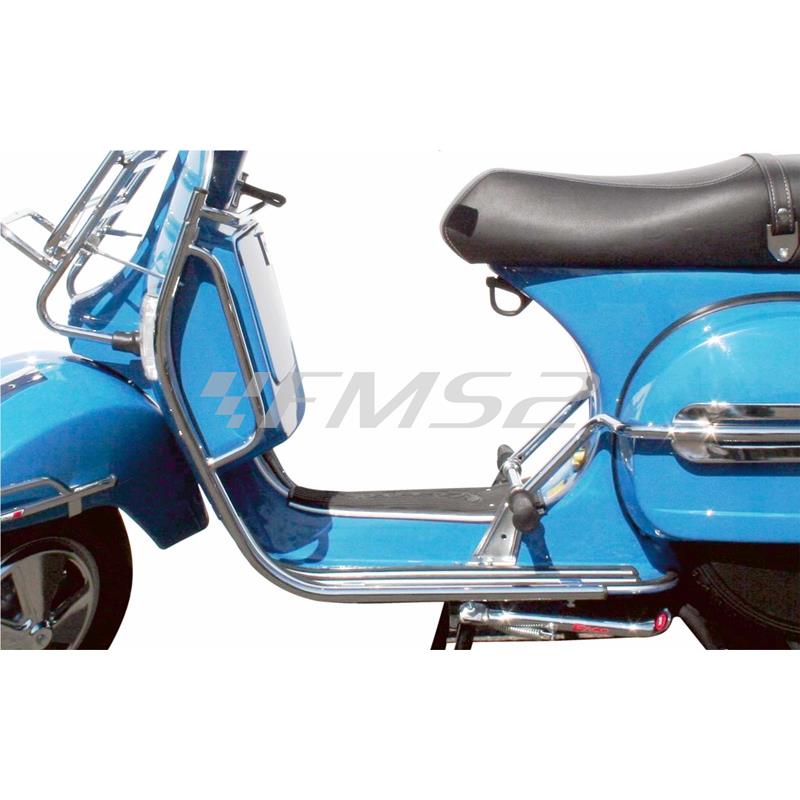 Salvascudo e bauletto per Piaggio Vespa PX tutti i modelli in metallo cromato (Faco), ricambio 0415C