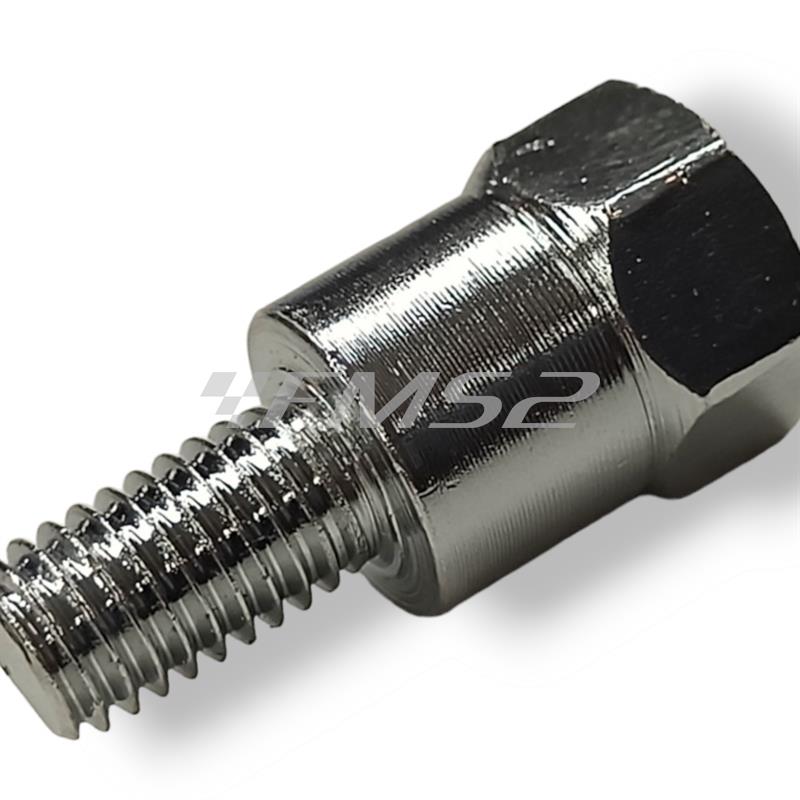 Attacco FAR in metallo zincato argento per specchi retrovisori con attacco inferiore M8 destro e filetto interno superiore M10 x 1,25 destro, ricambio 0269