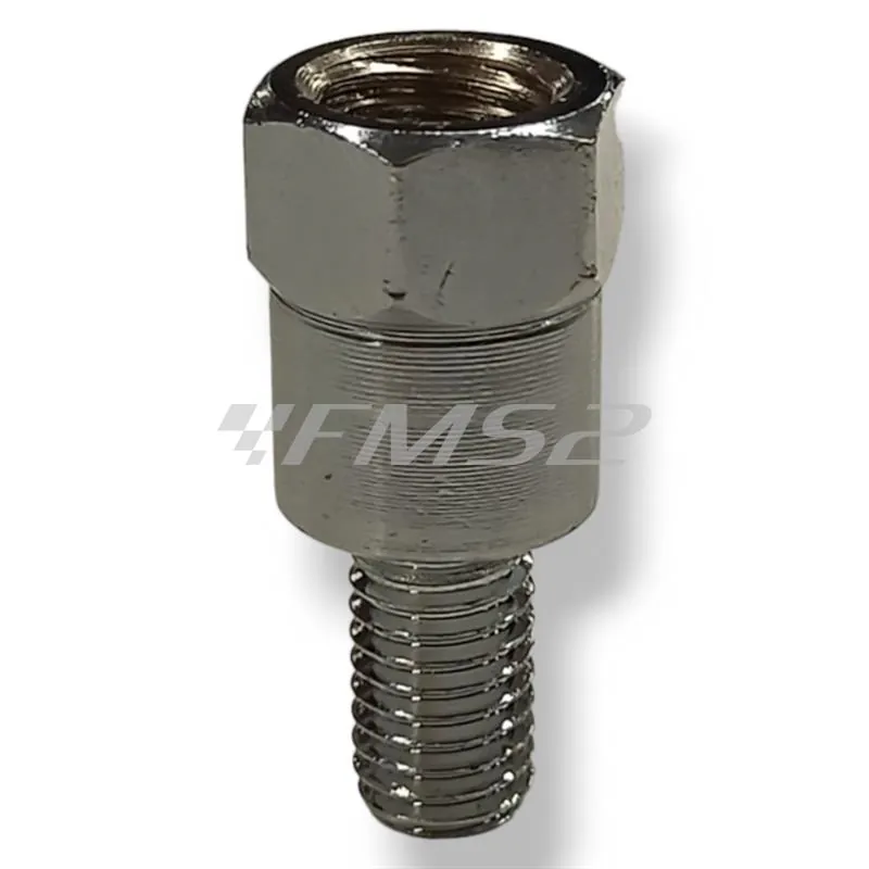 Attacco FAR in metallo zincato argento per specchi retrovisori con attacco inferiore M8 destro e filetto interno superiore M10 x 1,25 destro, ricambio 0269