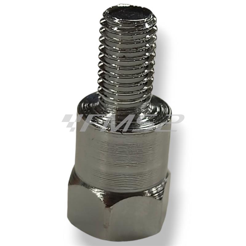 Attacco FAR in metallo zincato argento per specchi retrovisori con attacco inferiore M8 destro e filetto interno superiore M10 x 1,25 destro, ricambio 0269