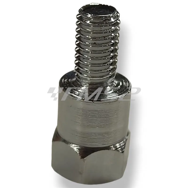 Attacco FAR in metallo zincato argento per specchi retrovisori con attacco inferiore M8 destro e filetto interno superiore M10 x 1,25 destro, ricambio 0269